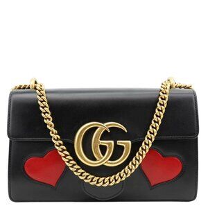 Gucci  Marmont Heart Patchwork Leather Chain Shoulder Bag Red 431777